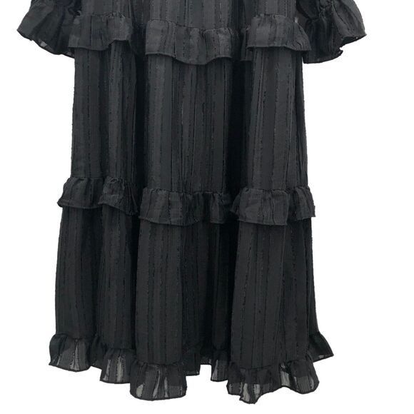 Nw Line & Dot Harlow Tiered Midi Dress M Ruffle V Neck Whimsigoth Witchy Cottage - Picture 7 of 11